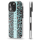 iPhone 16 Pro Max Personalised Blue Leopard Spots Black Impact Phone Case