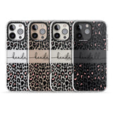 iPhone 16 Pro Max Personalised Pink & Cursive Leopard Spots Black Impact Phone Case