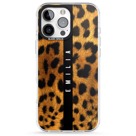 iPhone 16 Pro Max Personalised Leopard Print Black Impact Phone Case