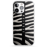 iPhone 16 Pro Max Personalised Zebra Print Black Impact Phone Case