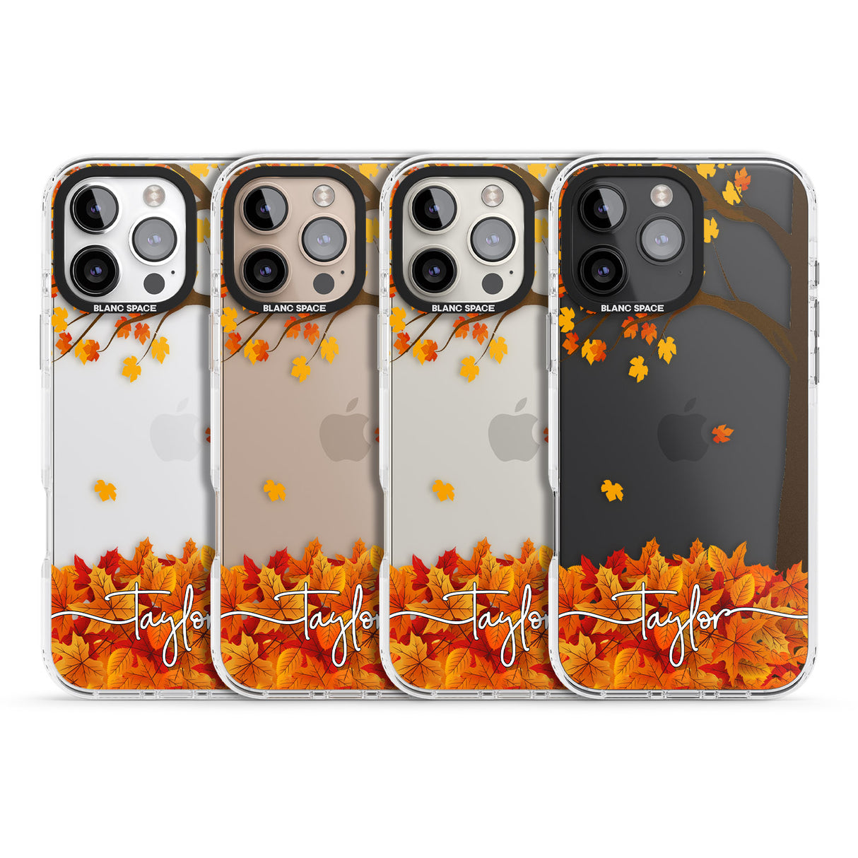 iPhone 16 Pro Max Personalised Autumn Leaves Black Impact Phone Case