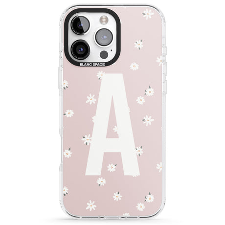 iPhone 16 Pro Max Personalised Pink Daisy Personalised Black Impact Phone Case