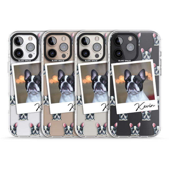 iPhone 16 Pro Max Personalised French Bulldog, Black & White - Dog Photo Black Impact Phone Case