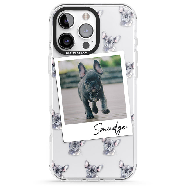 iPhone 16 Pro Max Personalised French Bulldog, Grey - Dog Photo Black Impact Phone Case