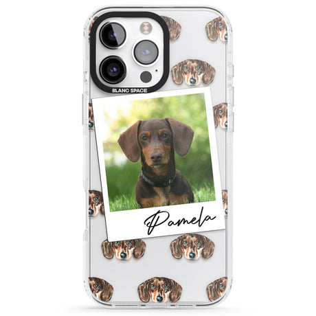 iPhone 16 Pro Max Personalised Dachshund, Brown - Dog Photo Black Impact Phone Case