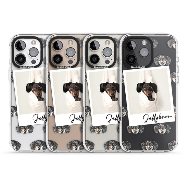 iPhone 16 Pro Max Personalised Dachshund, Black- Dog Photo Black Impact Phone Case