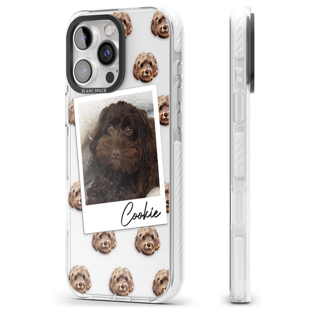 iPhone 16 Pro Max Personalised Cockapoo, Brown - Dog Photo Black Impact Phone Case