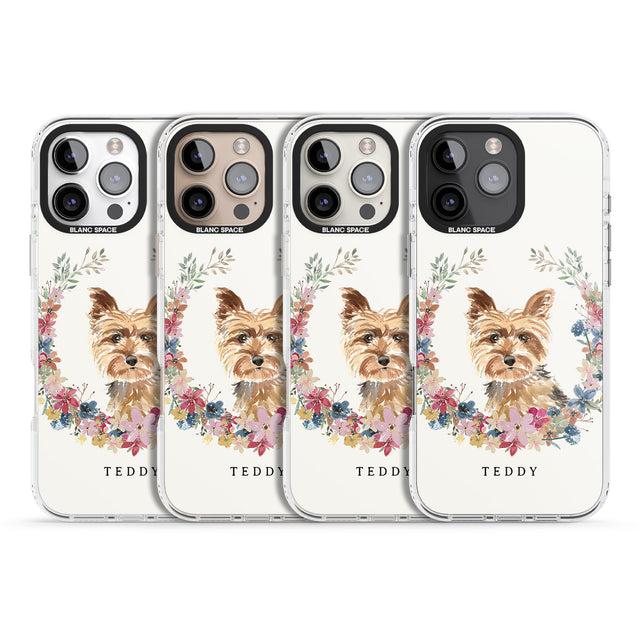 iPhone 16 Pro Max Personalised Yorkshire Terrier - Watercolour Dog Portrait Black Impact Phone Case