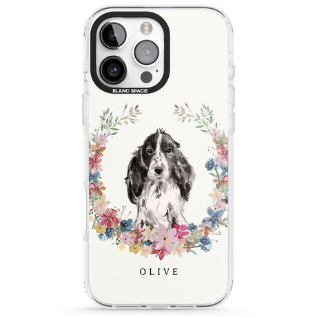 iPhone 16 Pro Max Personalised Black Cocker Spaniel - Watercolour Dog Portrait Black Impact Phone Case