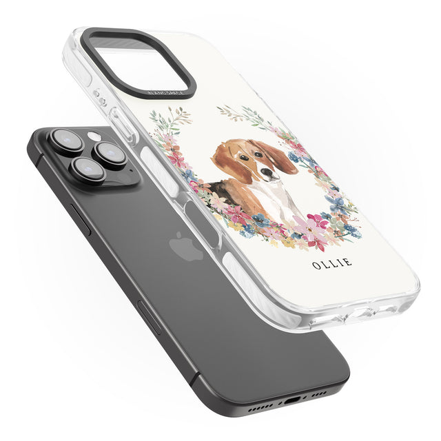 iPhone 16 Pro Max Personalised Beagle - Watercolour Dog Portrait Black Impact Phone Case