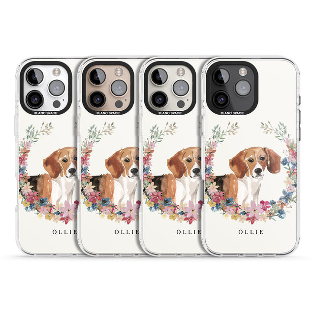 iPhone 16 Pro Max Personalised Beagle - Watercolour Dog Portrait Black Impact Phone Case