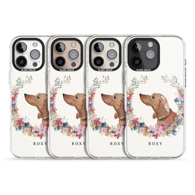 iPhone 16 Pro Max Personalised Tan Dachshund - Watercolour Dog Portrait Black Impact Phone Case