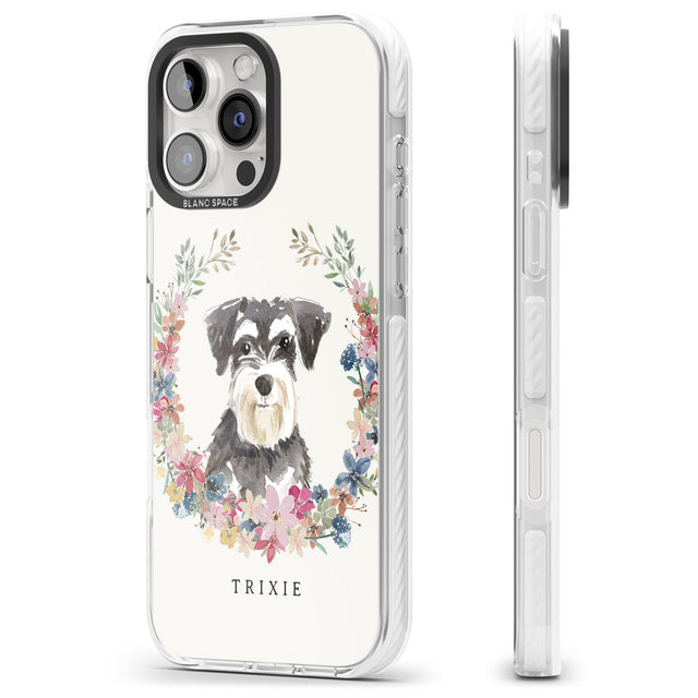 iPhone 16 Pro Max Personalised Miniature Schnauzer - Watercolour Dog Portrait Black Impact Phone Case