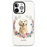 iPhone 16 Pro Max Personalised Golden Retriever - Watercolour Dog Portrait Black Impact Phone Case