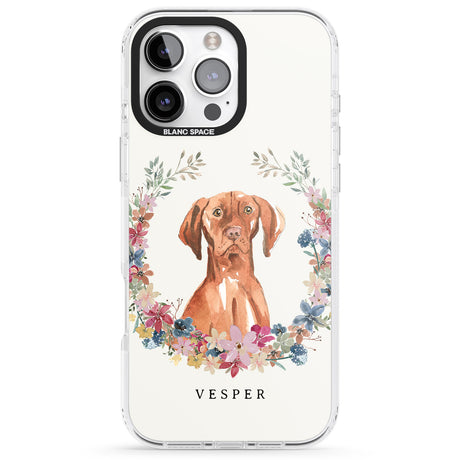 iPhone 16 Pro Max Personalised Hungarian Vizsla - Watercolour Dog Portrait Black Impact Phone Case