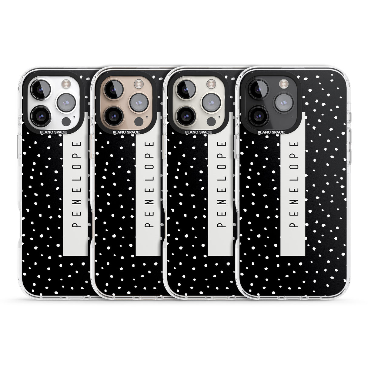 iPhone 16 Pro Max Personalised Black Dots Black Impact Phone Case