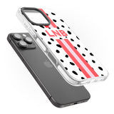 iPhone 16 Pro Max Personalised Polka & Pink Stripe Black Impact Phone Case