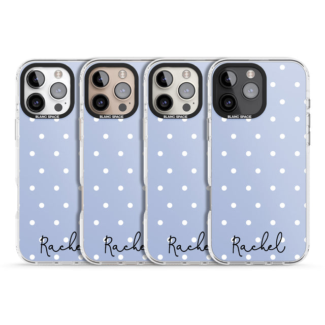 iPhone 16 Pro Max Personalised Simple Light Blue Dots Black Impact Phone Case