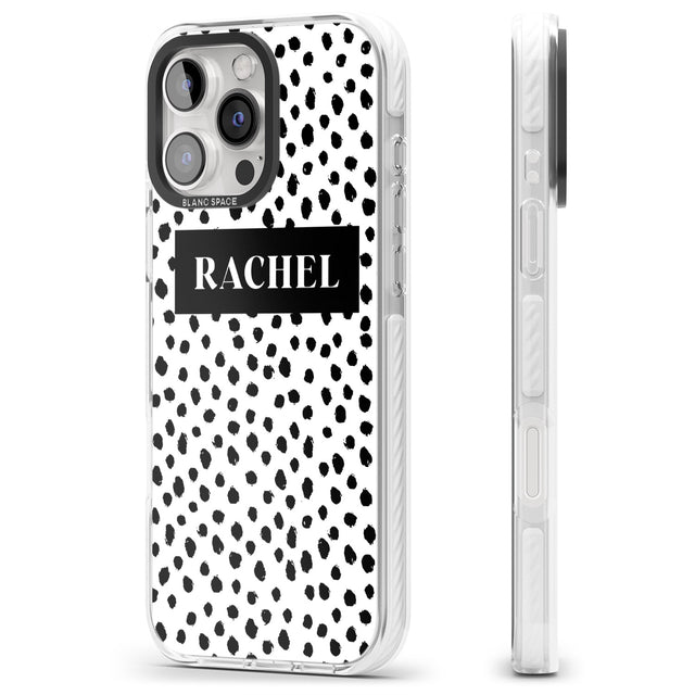 iPhone 16 Pro Max Personalised Black Bar & Dots Black Impact Phone Case