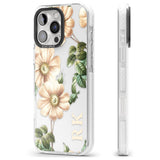 iPhone 16 Pro Max Personalised Clear Vintage Floral Cream Anemones Black Impact Phone Case