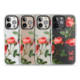 iPhone 16 Pro Max Personalised Clear Vintage Floral Pink Roses Black Impact Phone Case