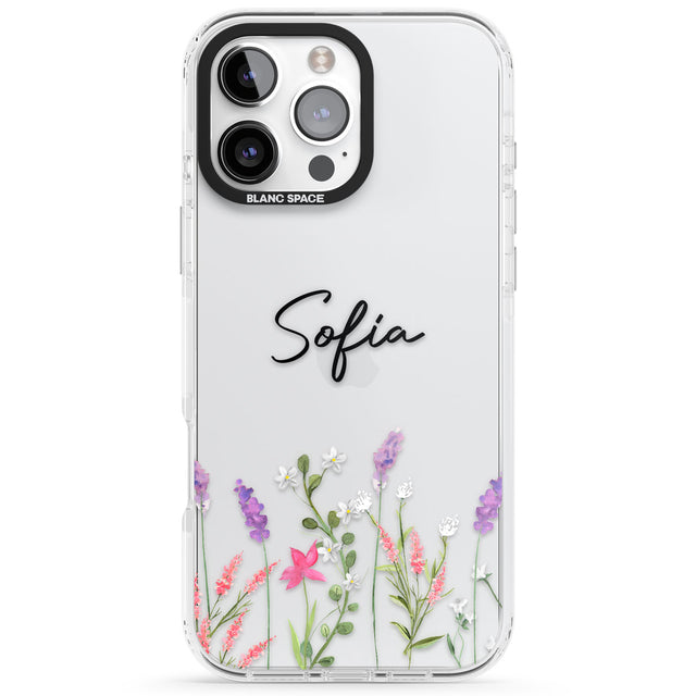 Personalised Lavender Wildflowers Impact Phone Case for iPhone 16 Pro, iPhone 16 Pro Max