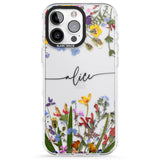 iPhone 16 Pro Max Personalised Wildflower Floral Black Impact Phone Case