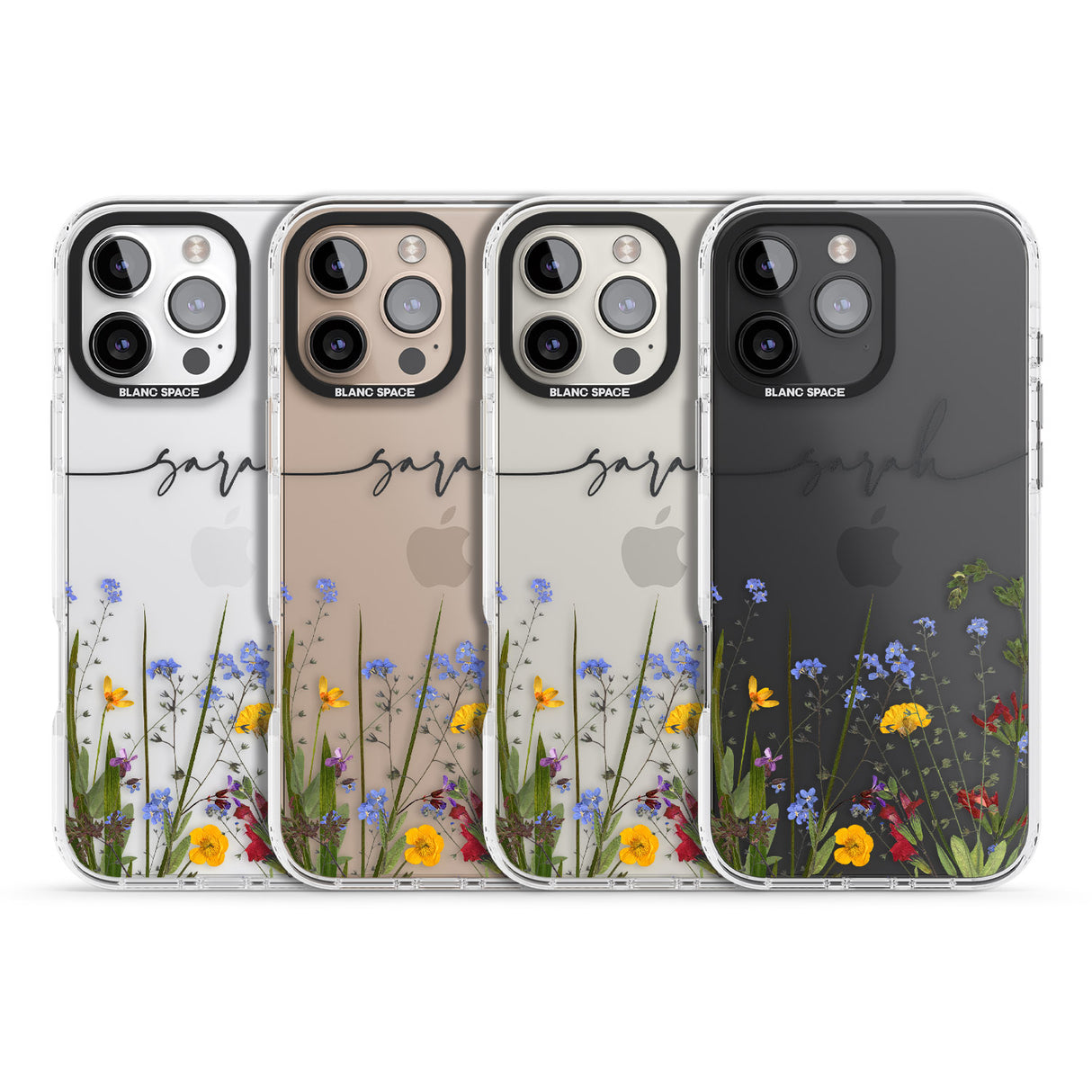 iPhone 16 Pro Max Personalised Wildflower Floral Black Impact Phone Case