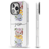 iPhone 16 Pro Max Personalised Wildflower Floral Stripe Personalised Black Impact Phone Case