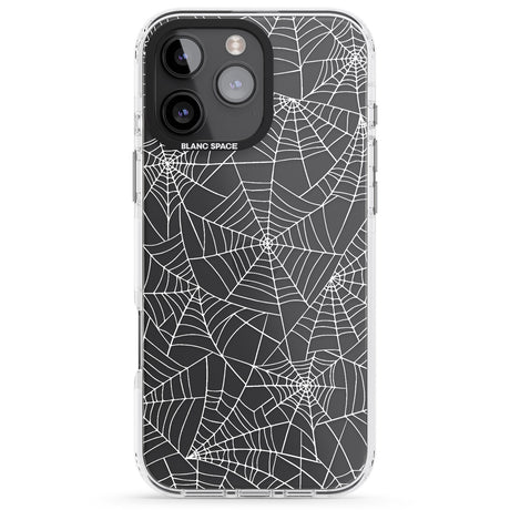 iPhone 16 Pro Max Personalised Spider Web Pattern Black Impact Phone Case