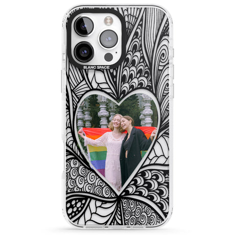 iPhone 16 Pro Max Personalised Henna Heart Photo Case Black Impact Phone Case