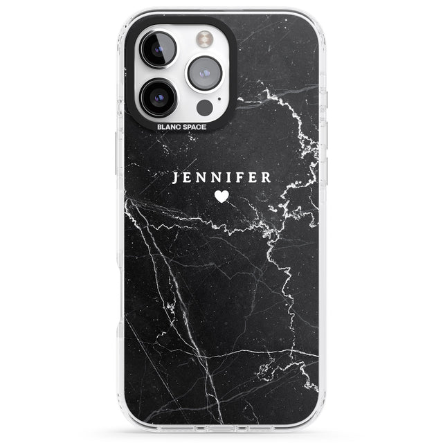 iPhone 16 Pro Max Personalised Black Marble 2 Black Impact Phone Case