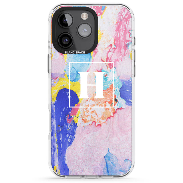 iPhone 16 Pro Max Personalised Mixed Pastels Marbled Paper Black Impact Phone Case