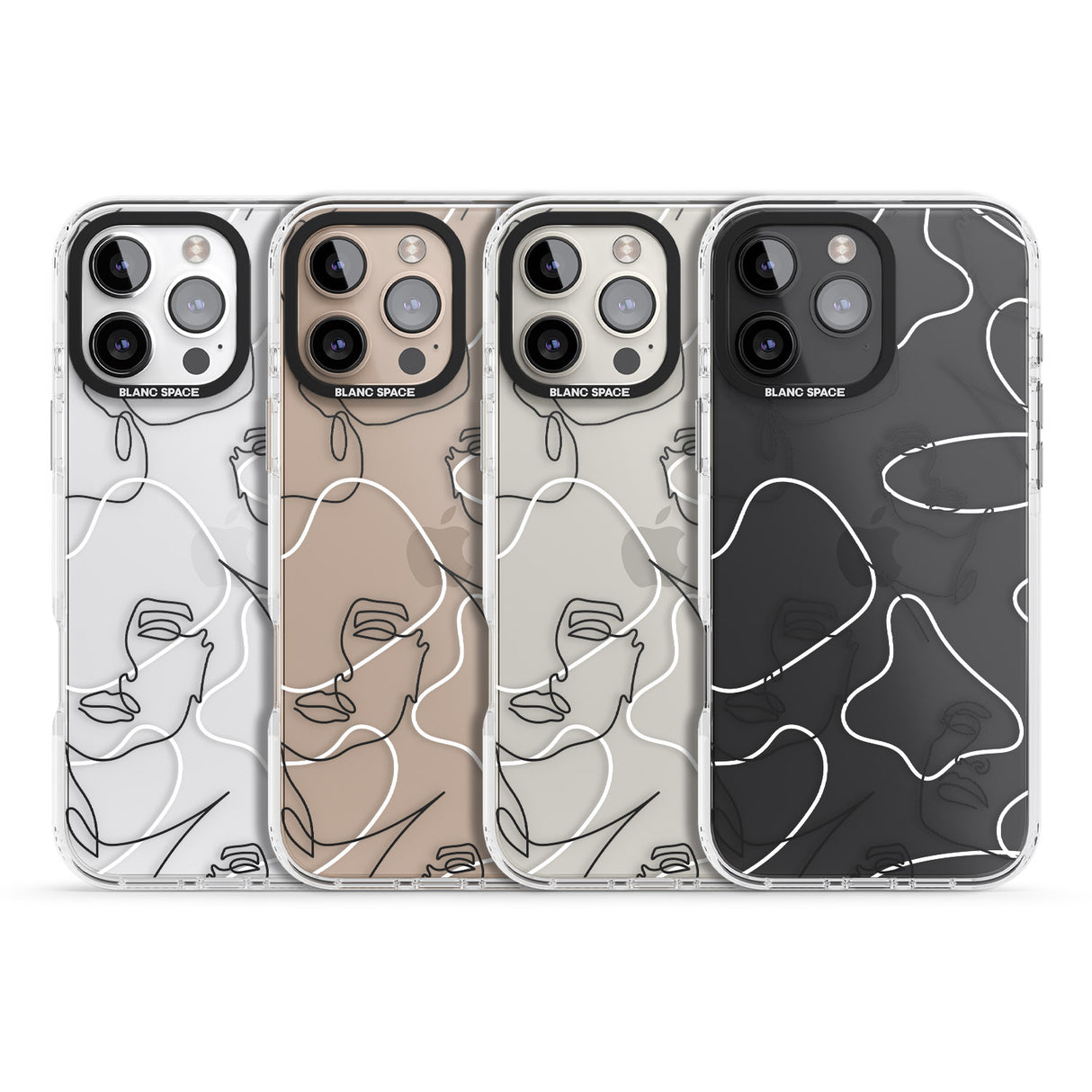 iPhone 16 Pro Max Personalised Abstract Faces Black Impact Phone Case