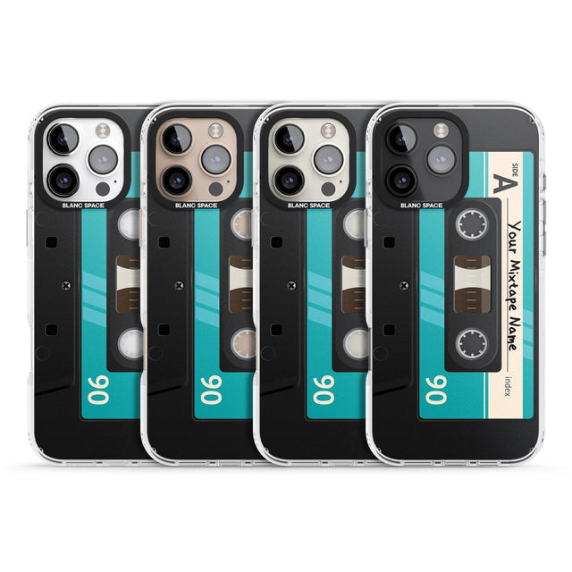 iPhone 16 Pro Max Personalised Dark Cassette Black Impact Phone Case