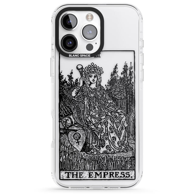 iPhone 16 Pro Max Personalised The Empress Tarot Card - Transparent Black Impact Phone Case