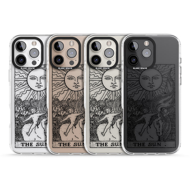 iPhone 16 Pro Max Personalised The Sun Tarot Card - Transparent Black Impact Phone Case