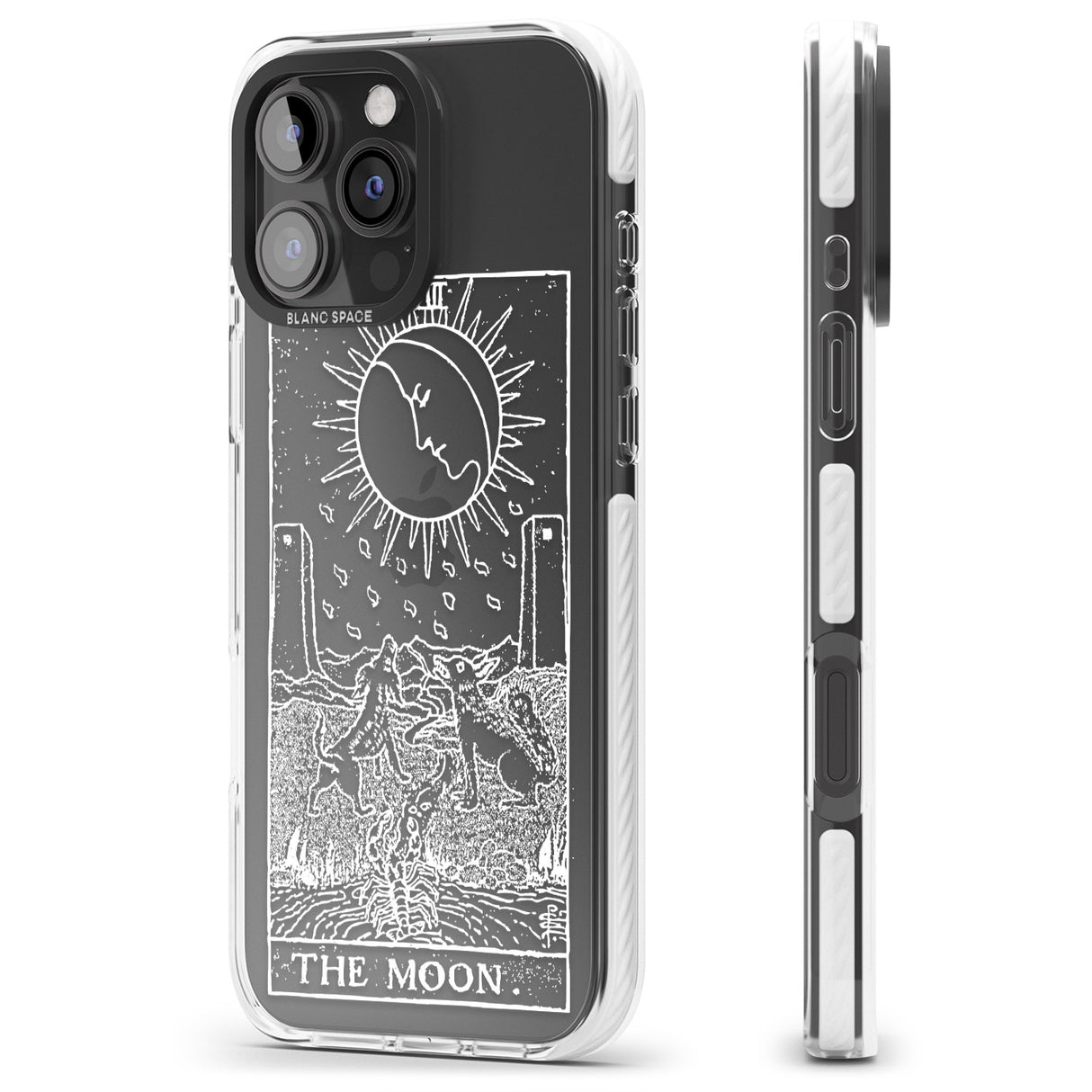 iPhone 16 Pro Max Personalised The Moon Tarot Card - White Transparent Black Impact Phone Case