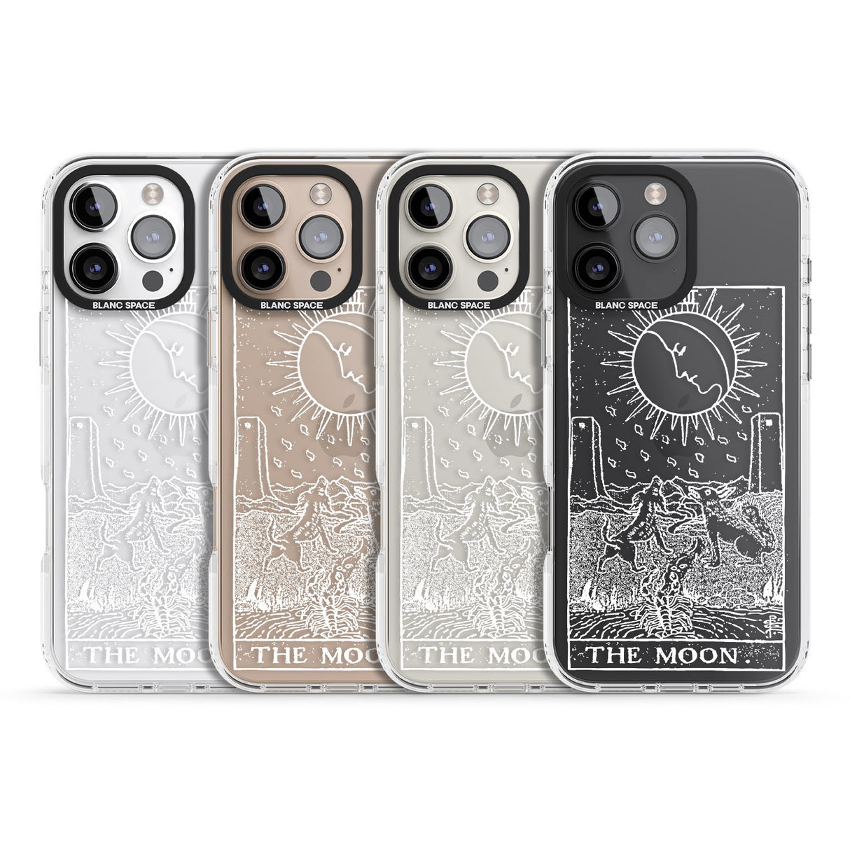 iPhone 16 Pro Max Personalised The Moon Tarot Card - White Transparent Black Impact Phone Case