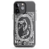 iPhone 16 Pro Max Personalised The World Tarot Card - White Transparent Black Impact Phone Case