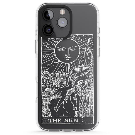 iPhone 16 Pro Max Personalised The Sun Tarot Card - White Transparent Black Impact Phone Case