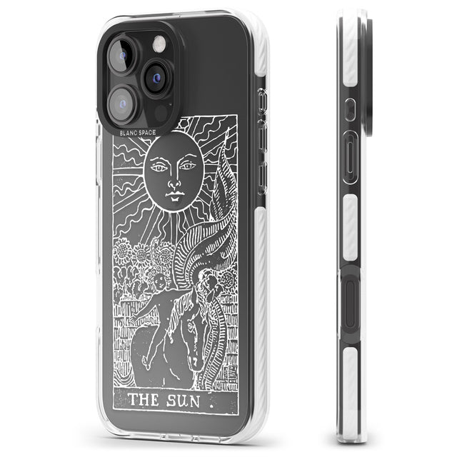 iPhone 16 Pro Max Personalised The Sun Tarot Card - White Transparent Black Impact Phone Case