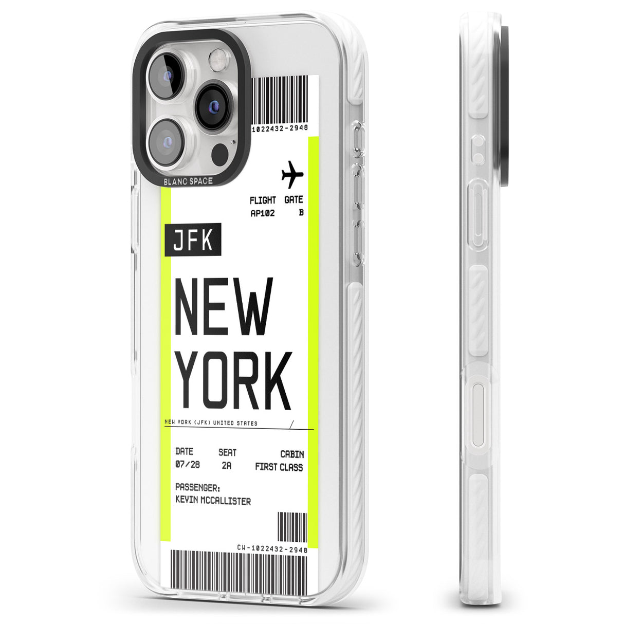 iPhone 16 Pro Max Personalised New York Boarding Pass Black Impact Phone Case