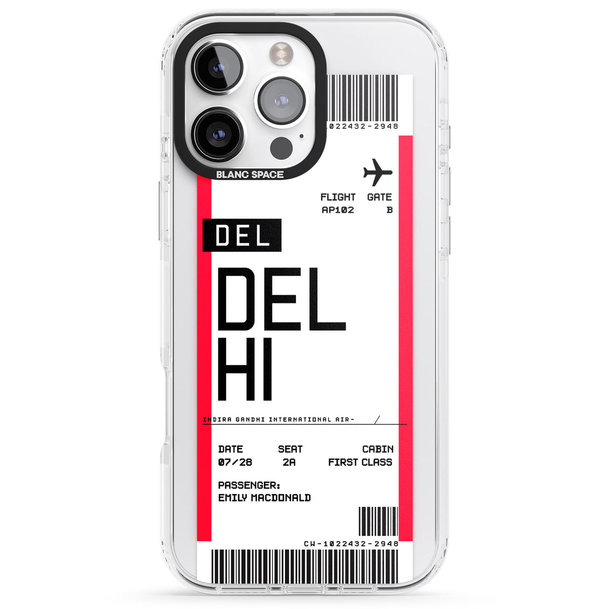 iPhone 16 Pro Max Personalised Delhi Boarding Pass Black Impact Phone Case