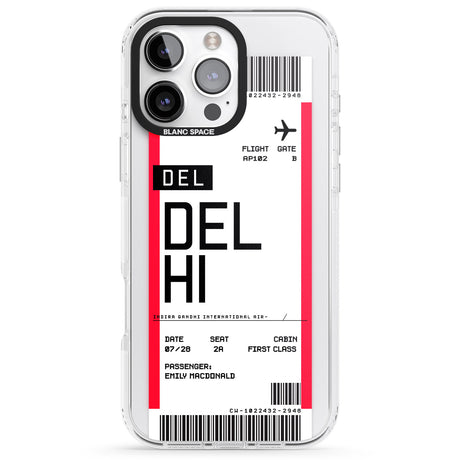 iPhone 16 Pro Max Personalised Delhi Boarding Pass Black Impact Phone Case