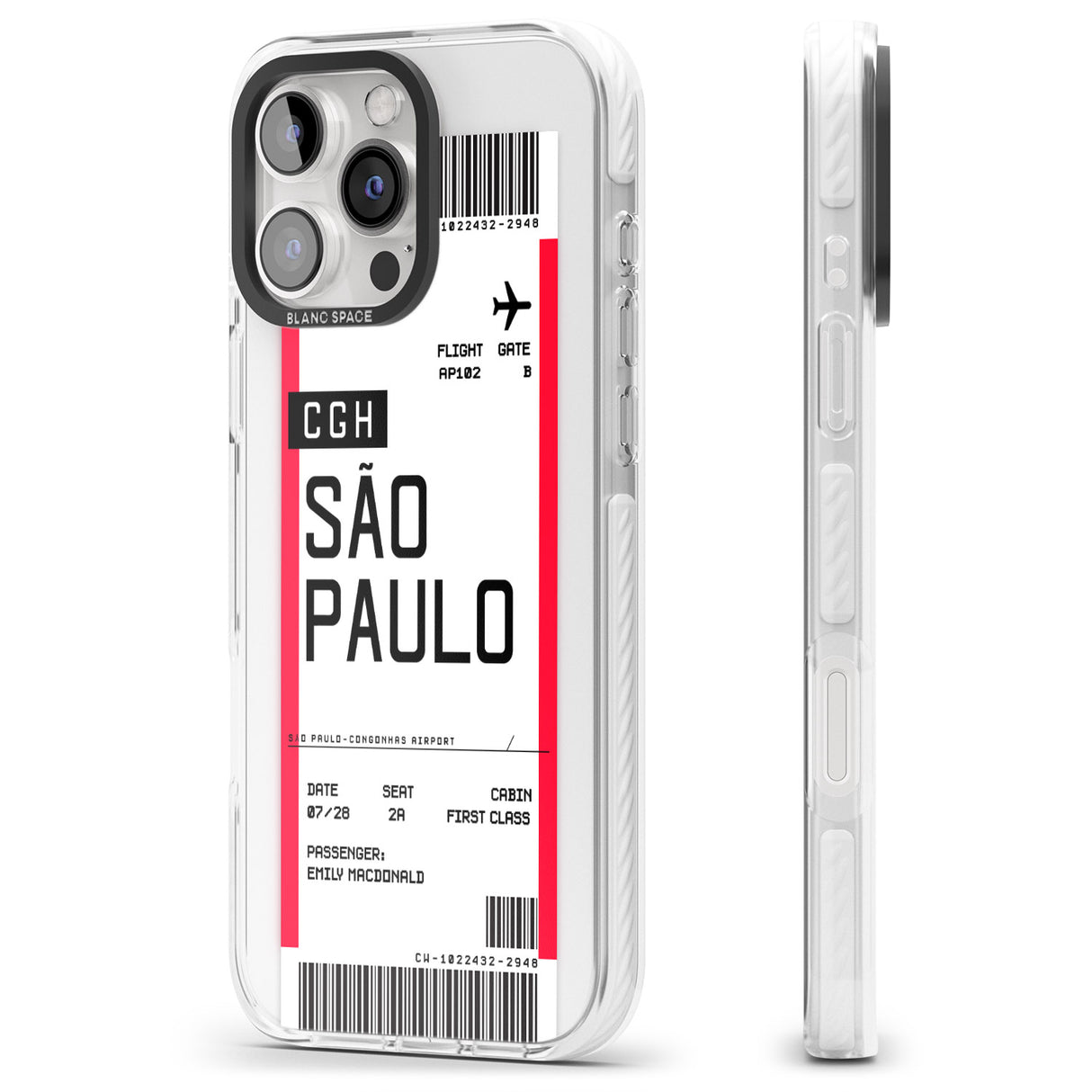 iPhone 16 Pro Max Personalised São Paulo Boarding Pass Black Impact Phone Case