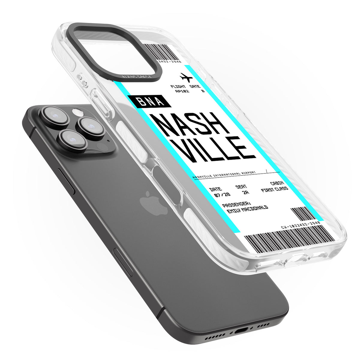 iPhone 16 Pro Max Personalised Nashville Boarding Pass Black Impact Phone Case