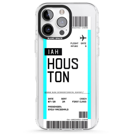 iPhone 16 Pro Max Personalised Houston Boarding Pass Black Impact Phone Case