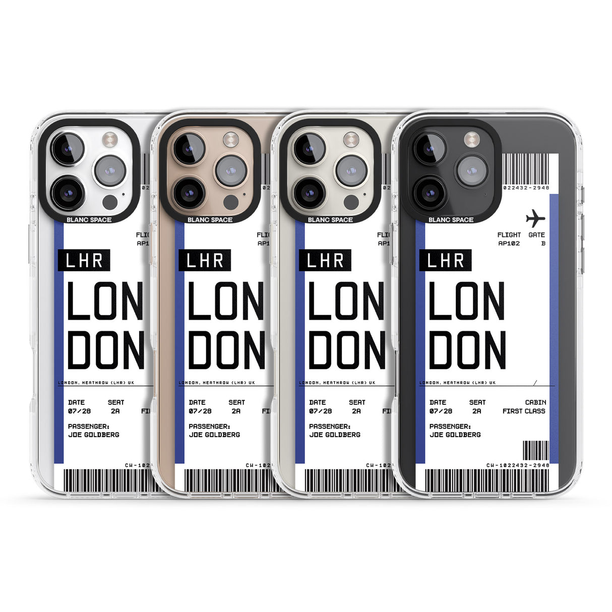 iPhone 16 Pro Max Personalised London Boarding Pass Black Impact Phone Case