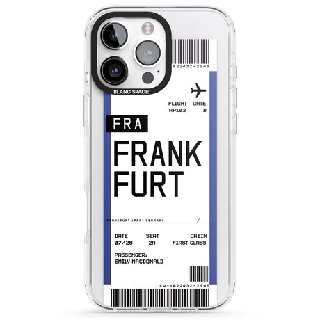 iPhone 16 Pro Max Personalised Frankfurt Boarding Pass Black Impact Phone Case